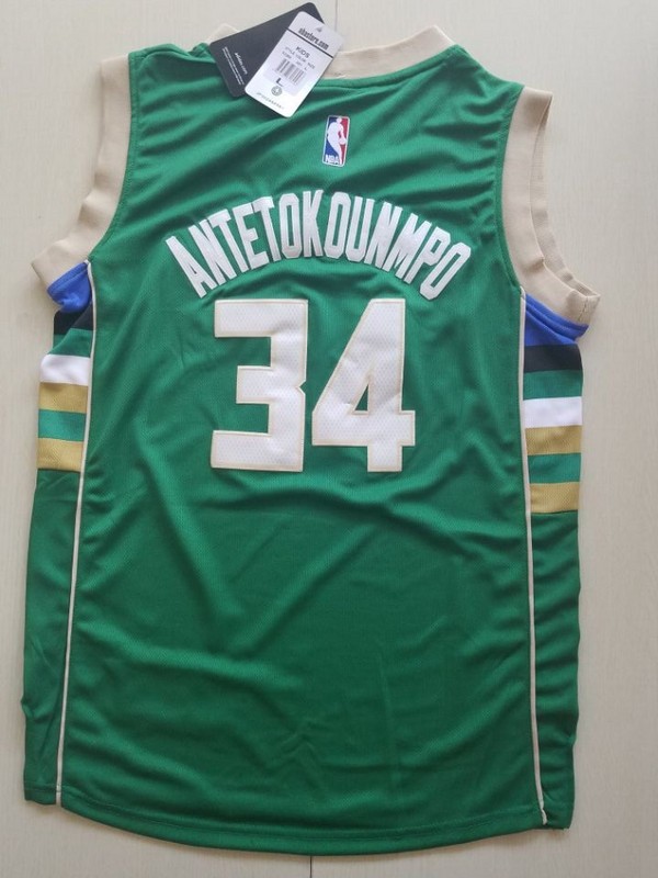 2017 NBA Milwaukee Bucks #34 Giannis Antetokounmpo green kids jerseys->youth nba jersey->Youth Jersey